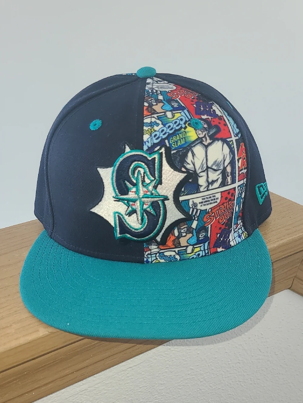NEW Men's Seattle Mariners Teal & Navy Comic Hero Edition Fitted Hat